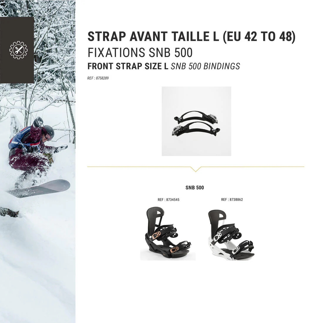2 CORREAS DEDOS 1 PAR FIJACIONES SNOWBOARD SNB 500 TALLA M (36/41) - Image 2