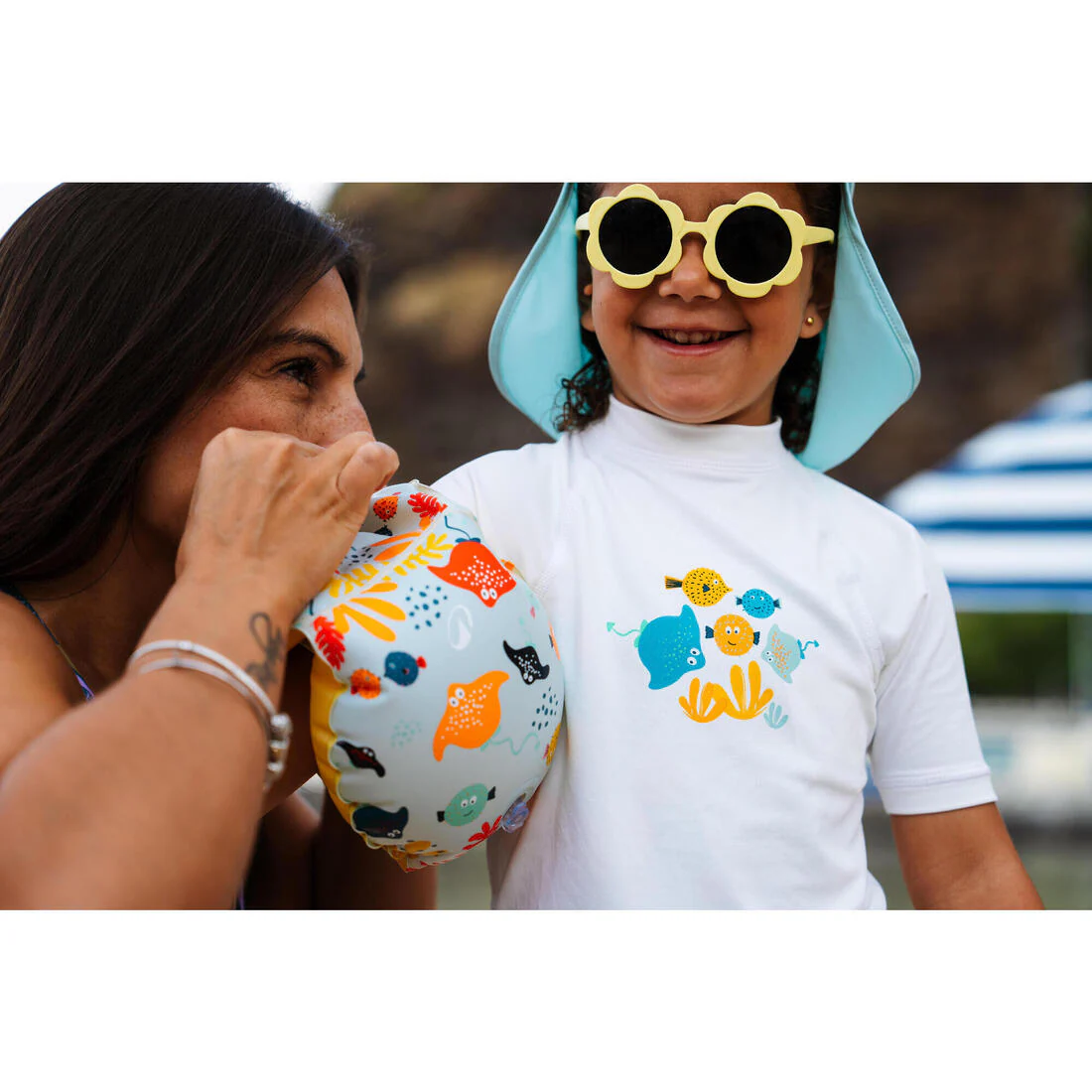 Alitas flotador niños rosado diseño de flores - Image 18