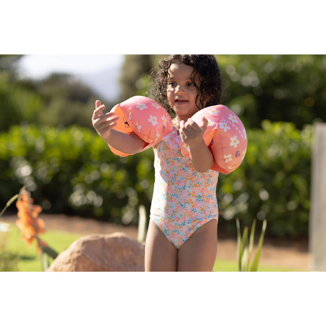 Alitas flotador niños rosado diseño de flores - Image 31
