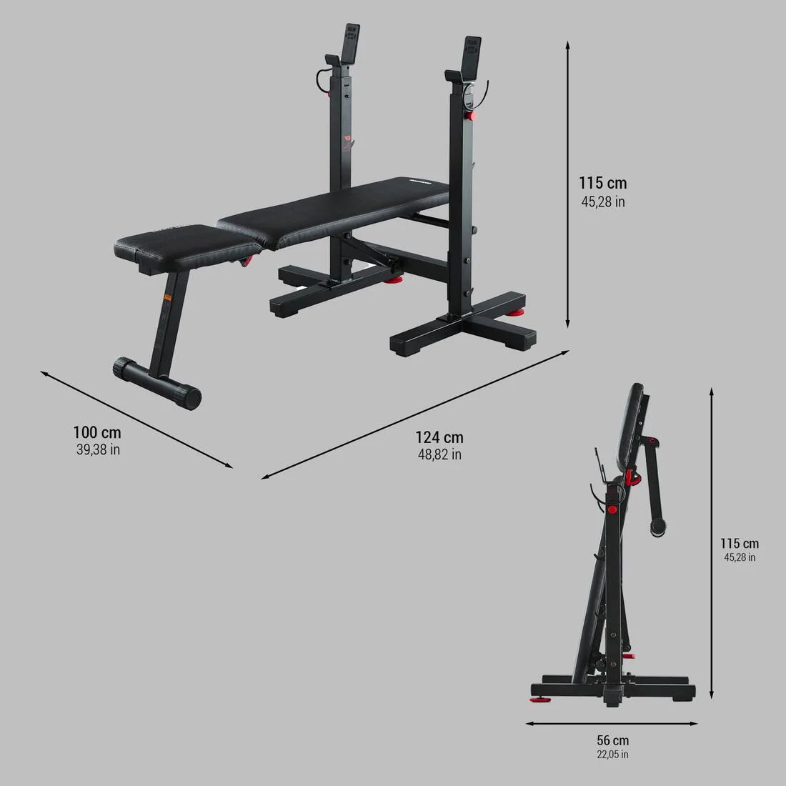 BANCO MUSCULACIÓN BENCH PRESS FOLD PLEGABLE RECLINABLE - Image 3