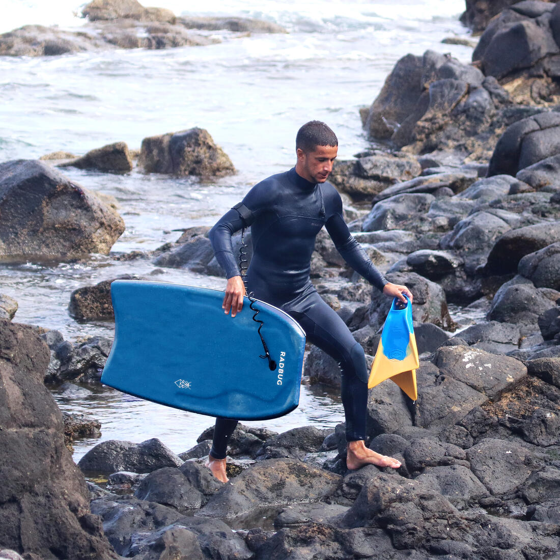 Bodyboard azul naranja 500 con leash - Image 5