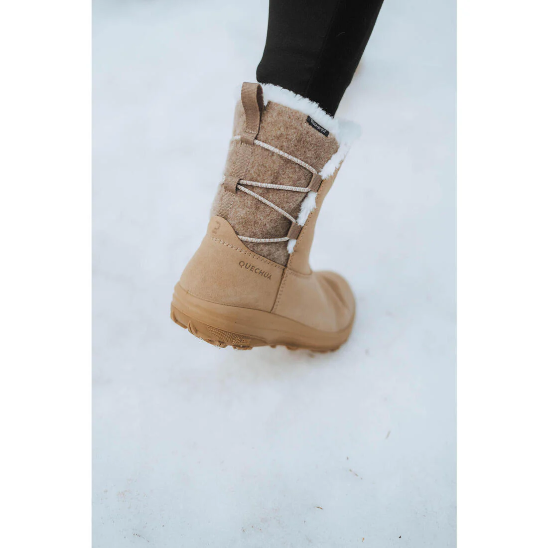 BOTAS IMPERMEABLES DE SENDERISMO NIEVE MUJER NH500 CUERO - Image 12
