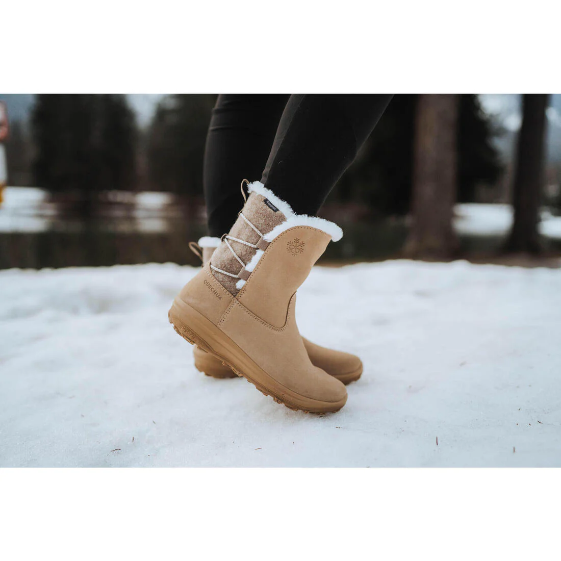BOTAS IMPERMEABLES DE SENDERISMO NIEVE MUJER NH500 CUERO - Image 13
