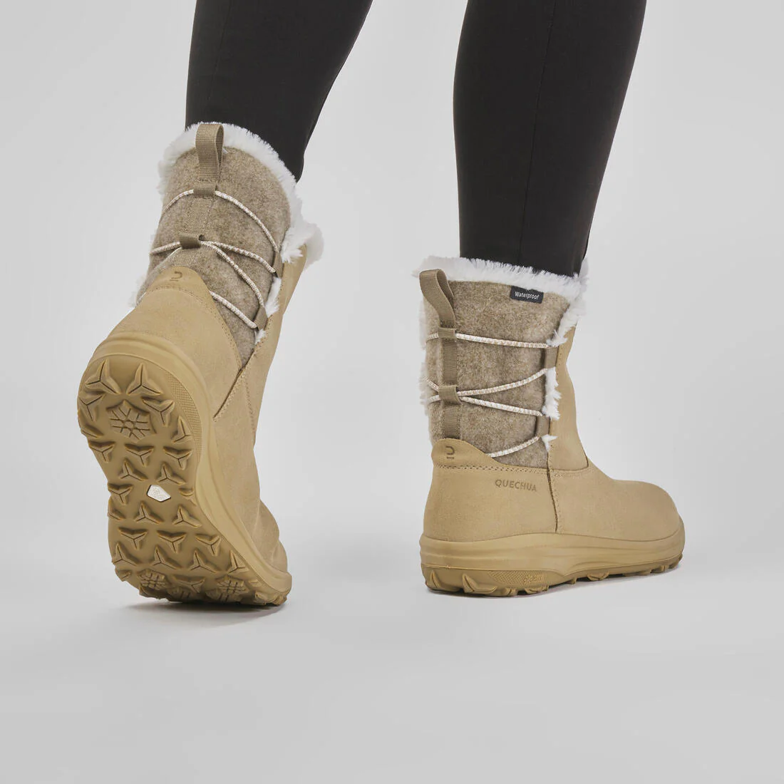 BOTAS IMPERMEABLES DE SENDERISMO NIEVE MUJER NH500 CUERO - Image 5