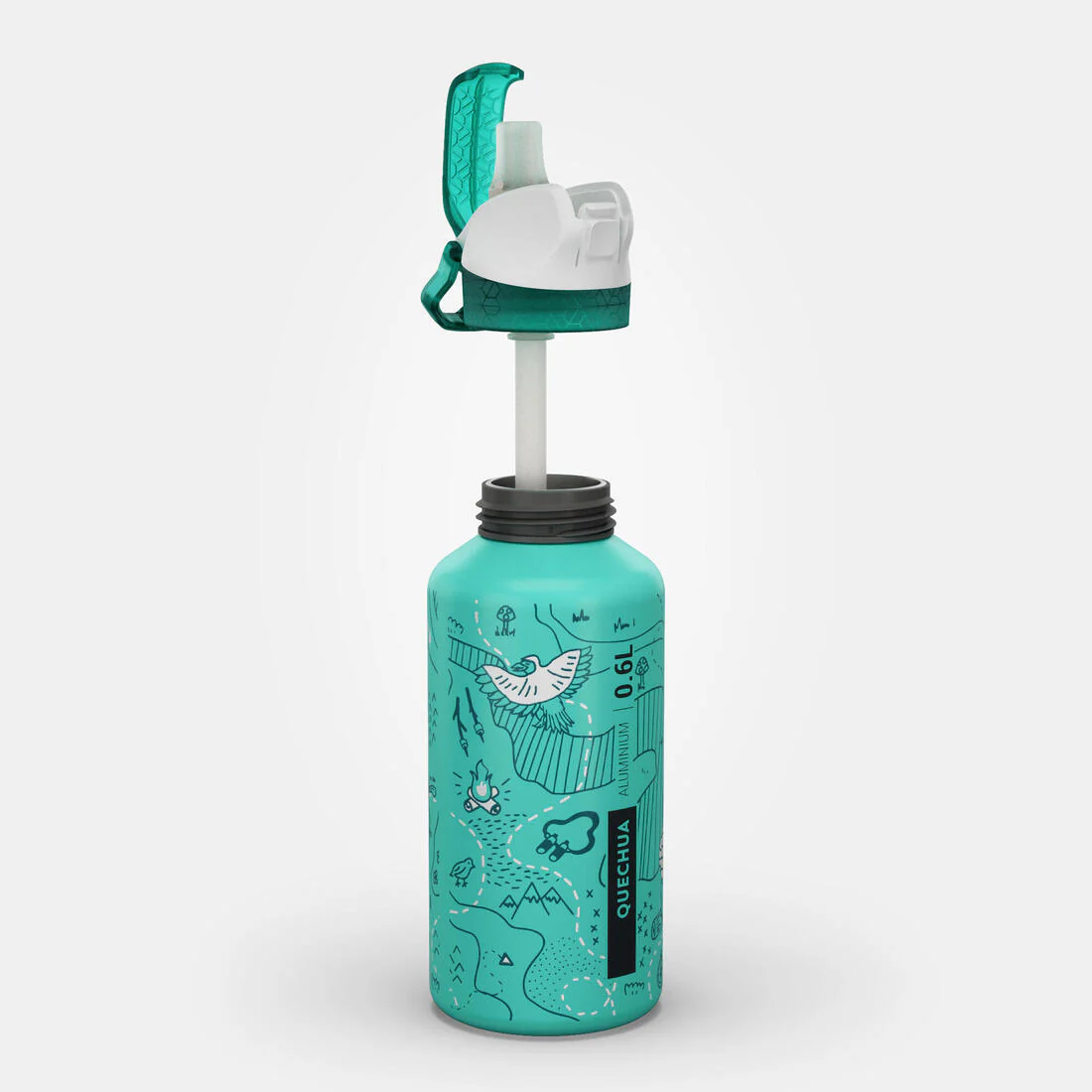 BOTELLA ALUMINIO 0,6L CON TAPA INSTANTÁNEA Y BOMBILLA PARA SENDERISMO - Image 44