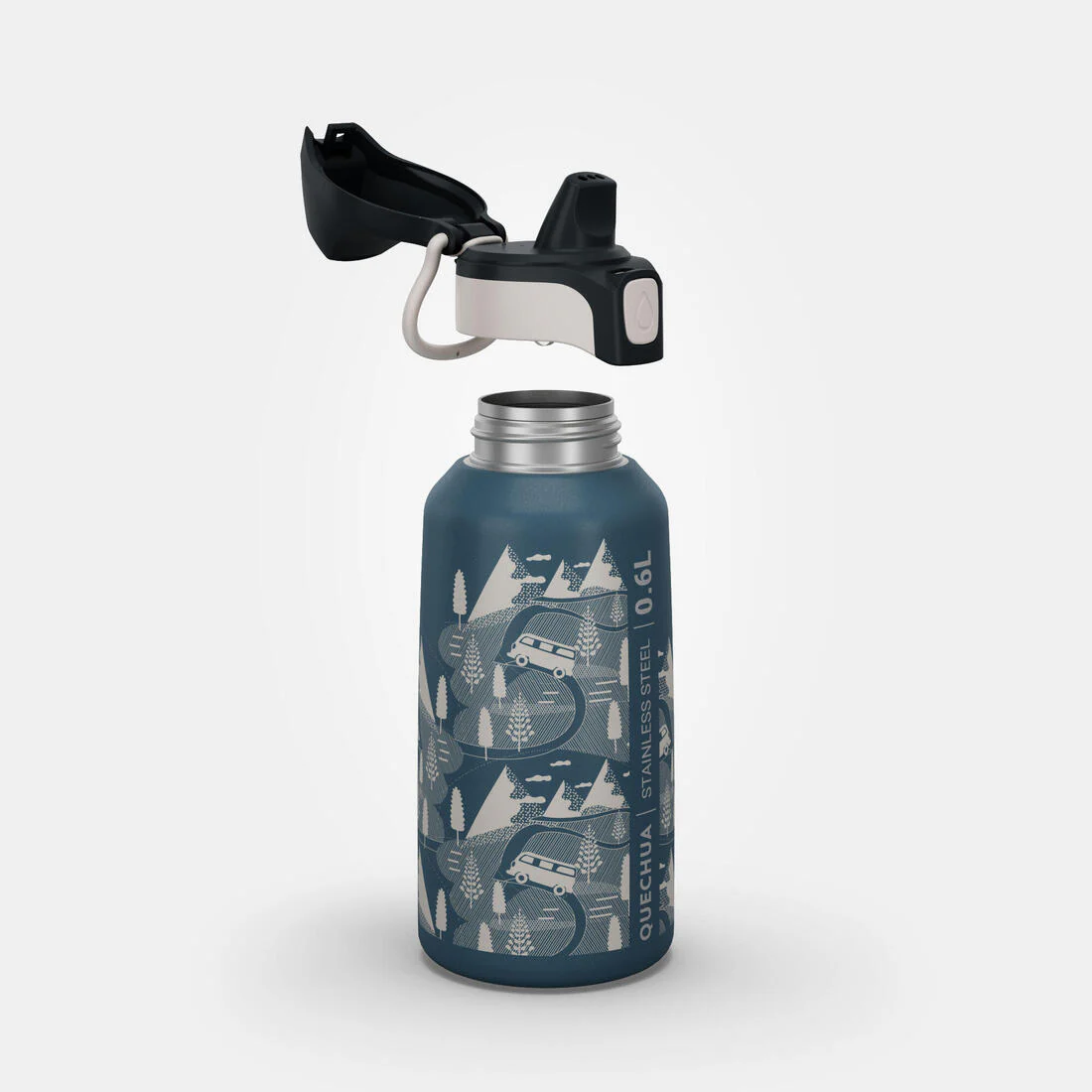 BOTELLA NIÑOS INOX 0,6L CON TAPA INSTANTÁNEA PARA SENDERISMO AZUL - Image 2