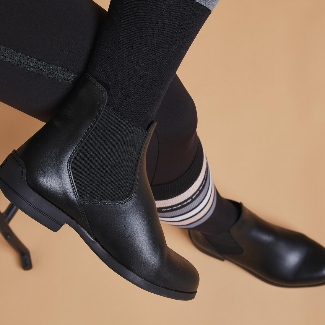 BOTAS EQUITACIÓN 500 ADULTO NEGRO CUERO - Image 6