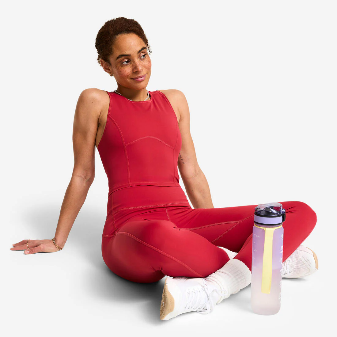 Leggings Deportivos Mujer Rojo Oscuro Talle Alto Corte Moldeador - Image 10