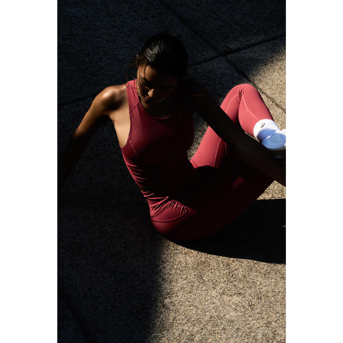 Leggings Deportivos Mujer Rojo Oscuro Talle Alto Corte Moldeador - Image 17