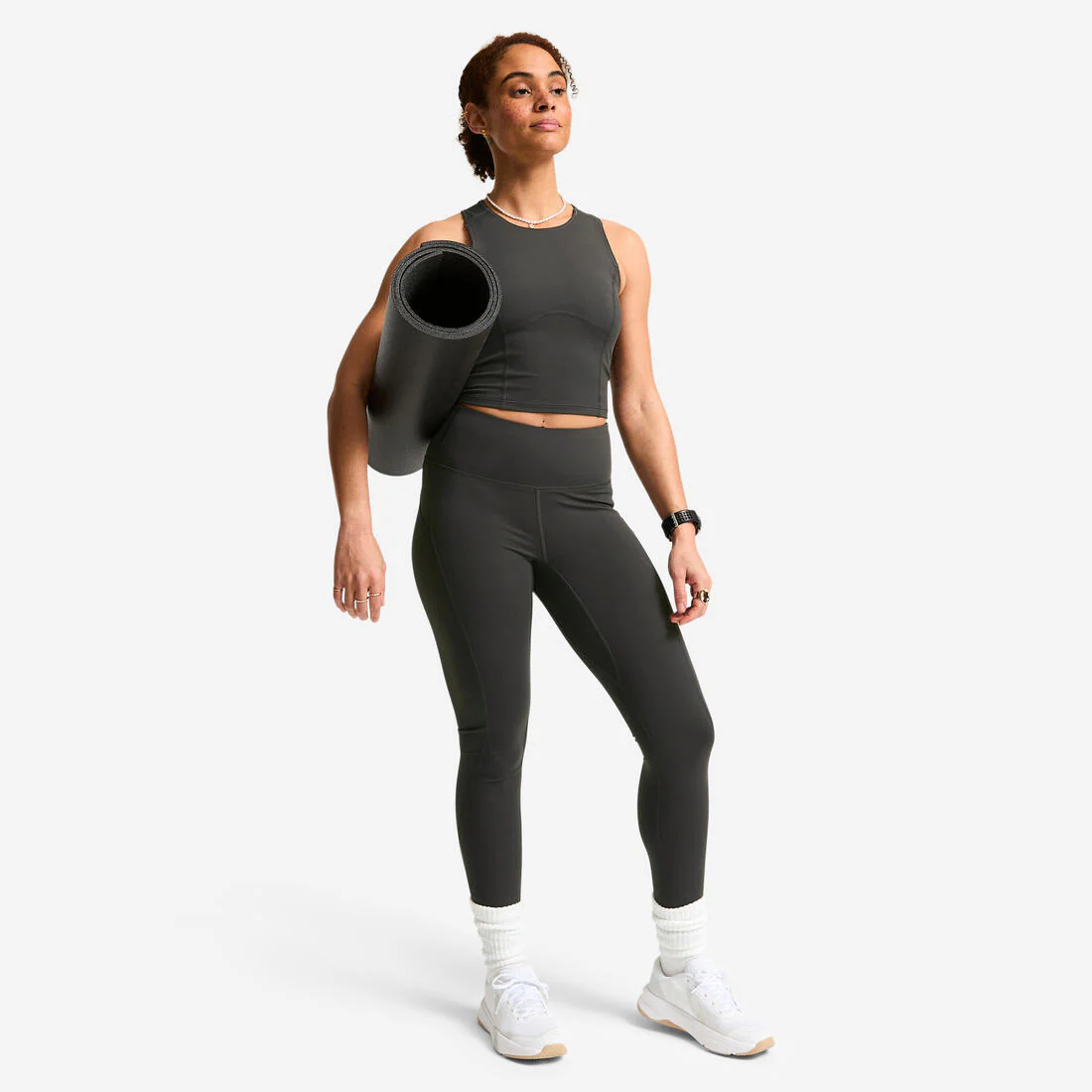 Leggings Deportivos Mujer Rojo Oscuro Talle Alto Corte Moldeador - Image 5