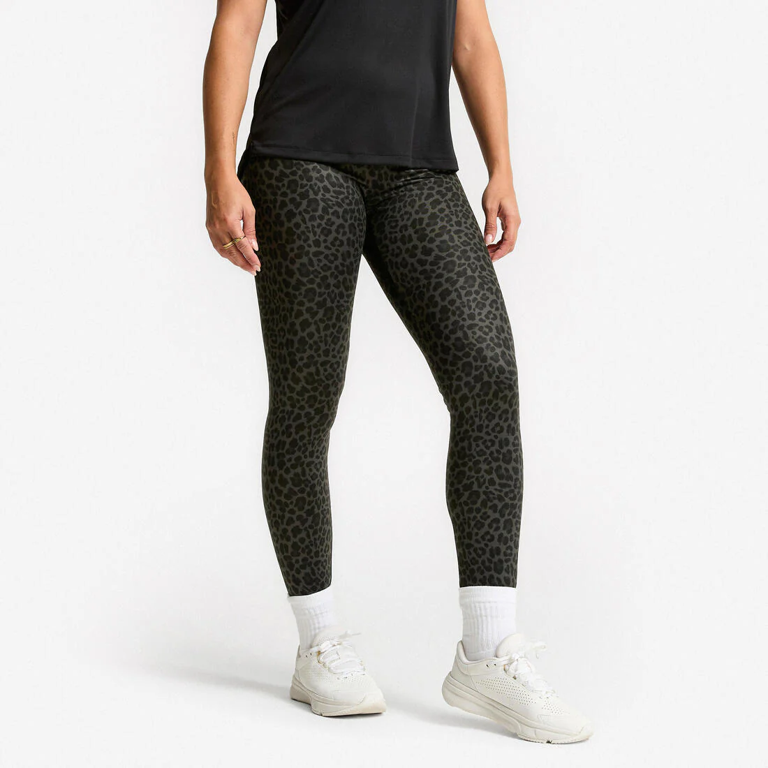 CALZAS FITNESS MUJER ESTAMPADO GRIS JASPEADO TIRO ALTO - Image 2