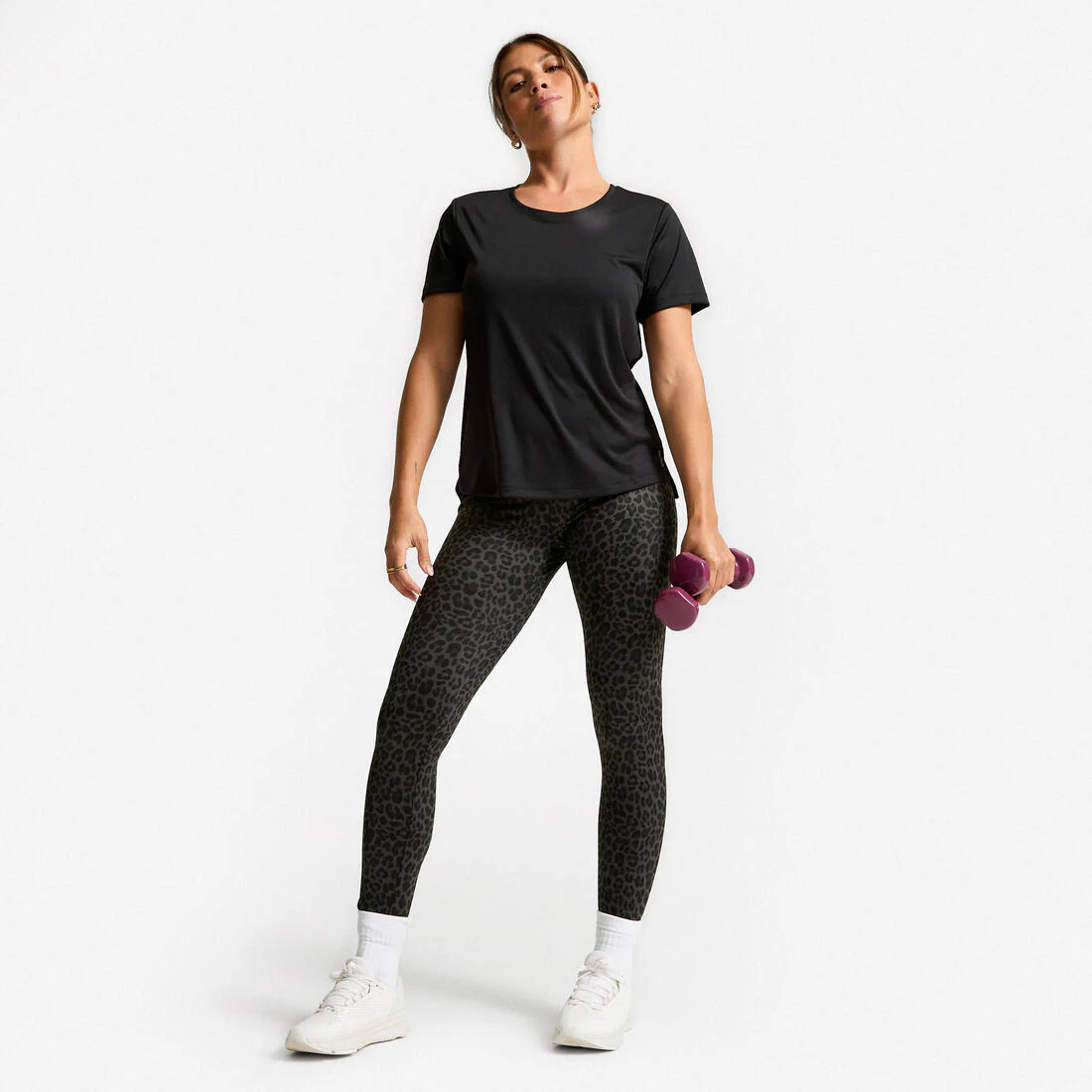 CALZAS FITNESS MUJER ESTAMPADO GRIS JASPEADO TIRO ALTO - Image 5
