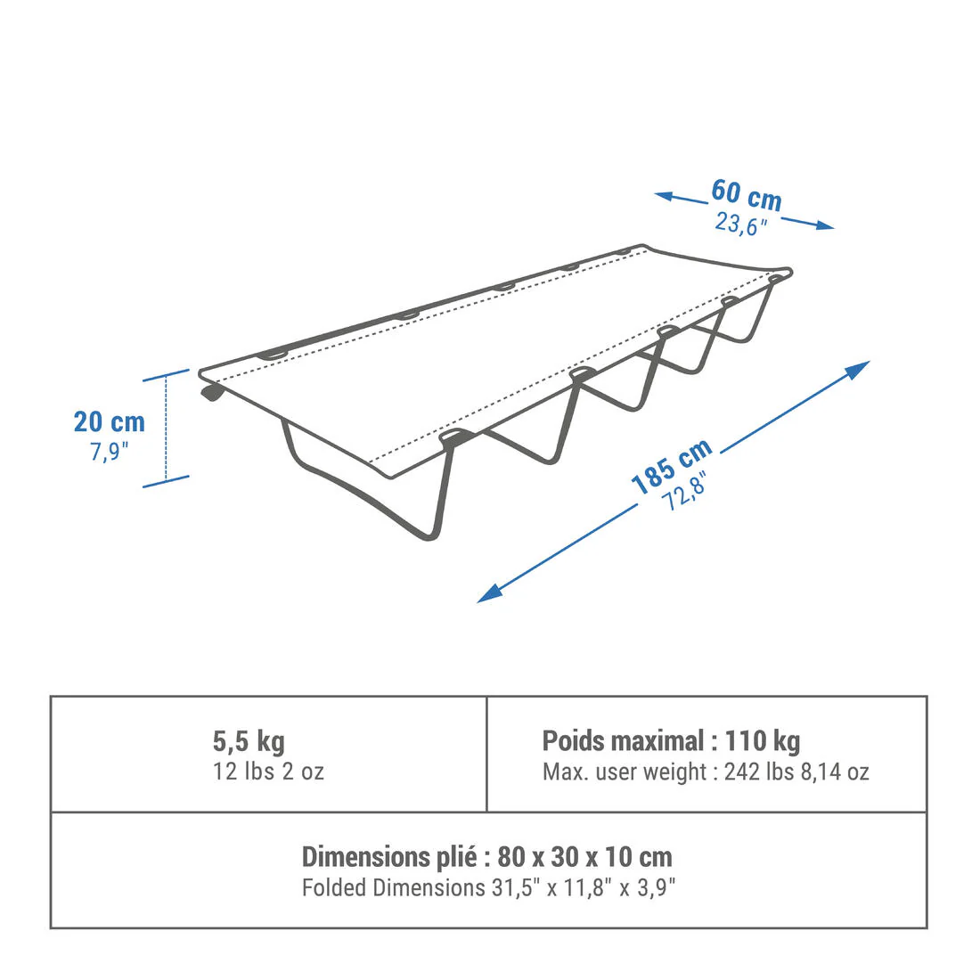 CATRE DE CAMPING BED BASIC 60 CM 1 PERSONA - Image 2