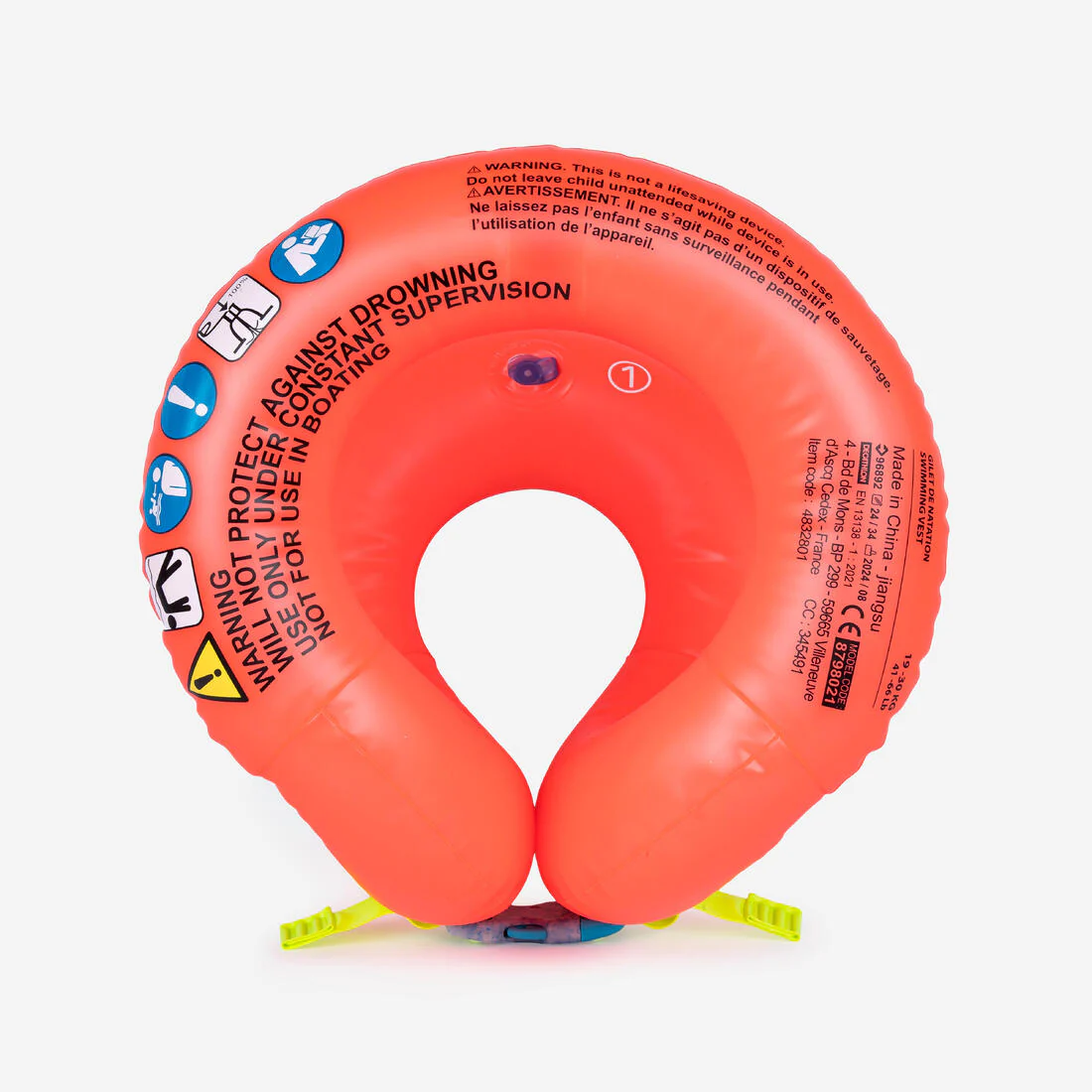 Chaleco flotador para niños inflable naranjo con cinturón - Image 7