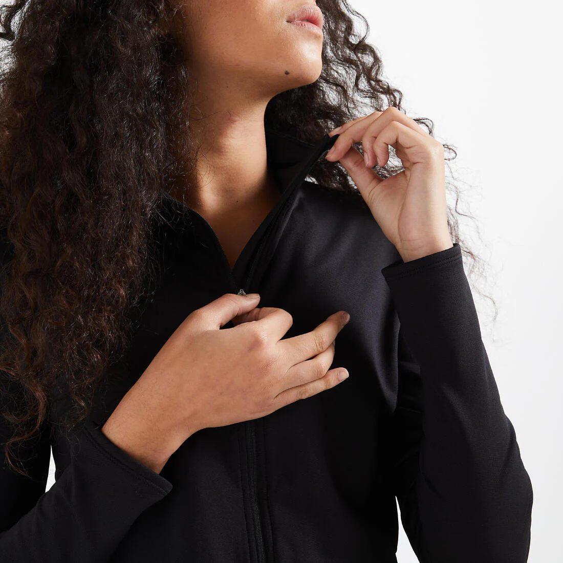 Chaqueta Fitness Cardio Mujer Negro Corte Recto - Image 5