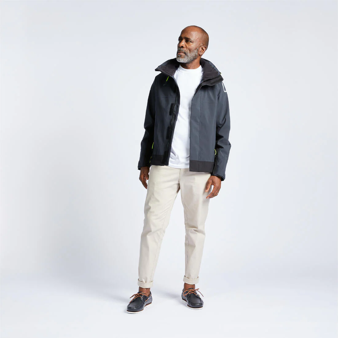 Chaqueta impermeable navegación hombre gris negro - 500 cortavientos - Image 12