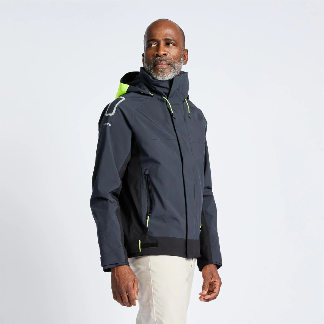 Chaqueta impermeable navegación hombre gris negro - 500 cortavientos - Image 2