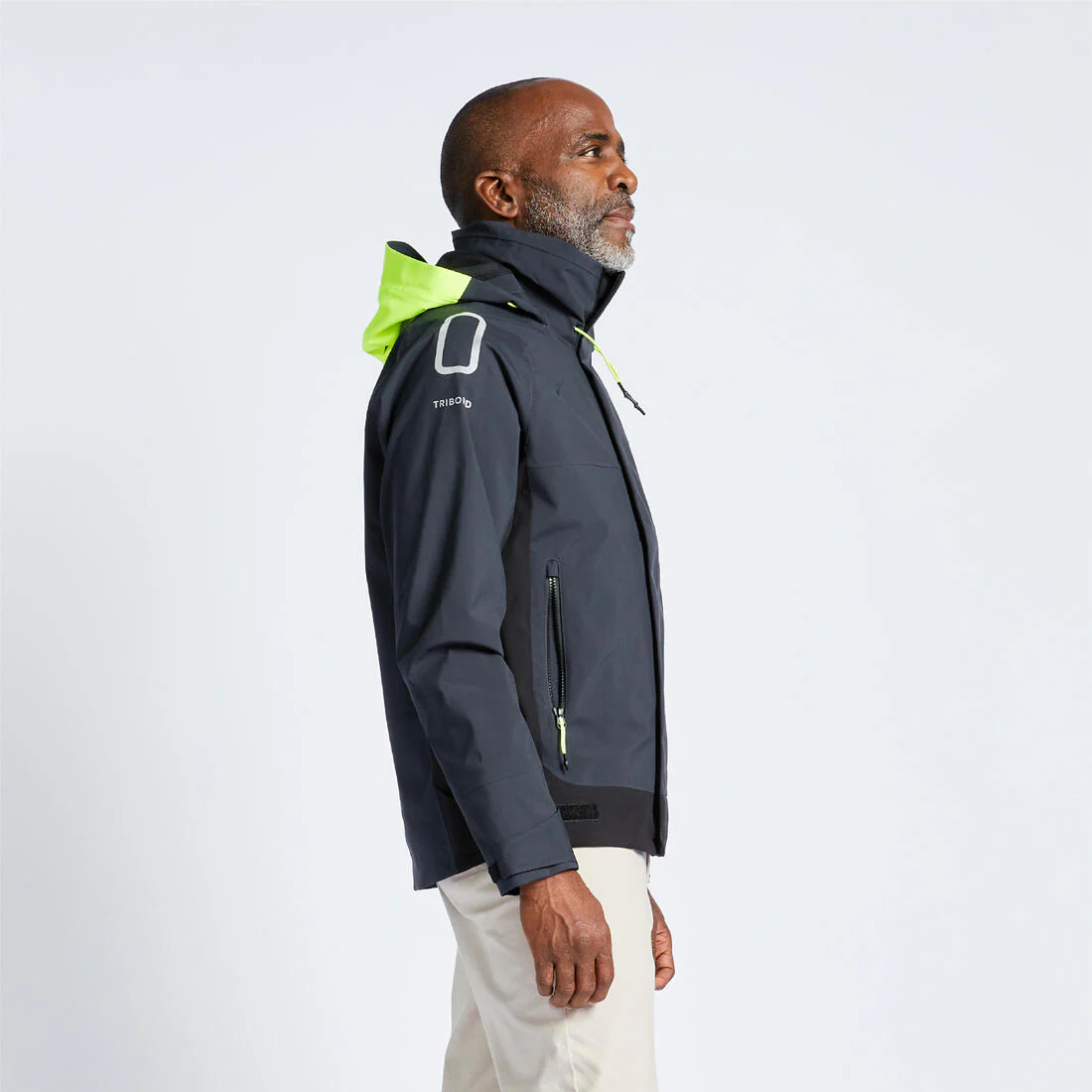 Chaqueta impermeable navegación hombre gris negro - 500 cortavientos - Image 3