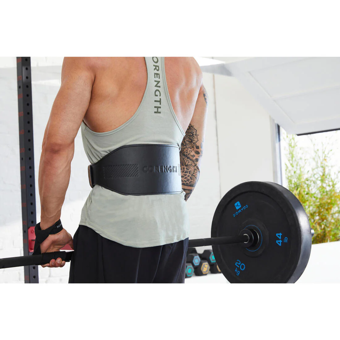 CINTURÓN LUMBAR MUSCULACIÓN NEGRO CUERO - Image 5