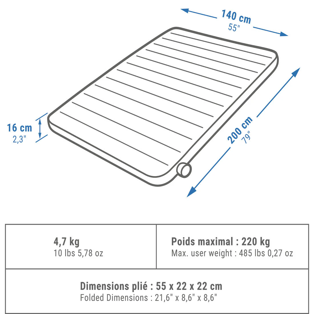 COLCHÓN INFLABLE CAMPING AIR SECONDS COMFORT 2 PERSONAS - Image 2