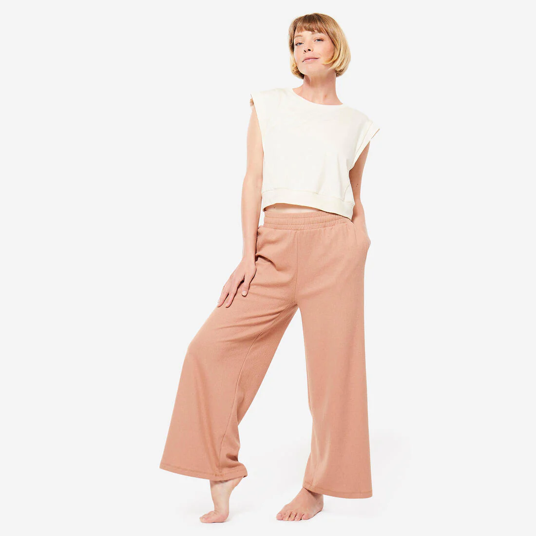 CROP TOP YOGA BEIGE HOLGADA - Image 2
