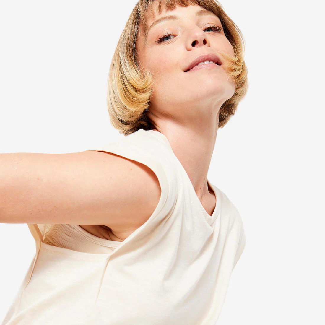 CROP TOP YOGA BEIGE HOLGADA - Image 3