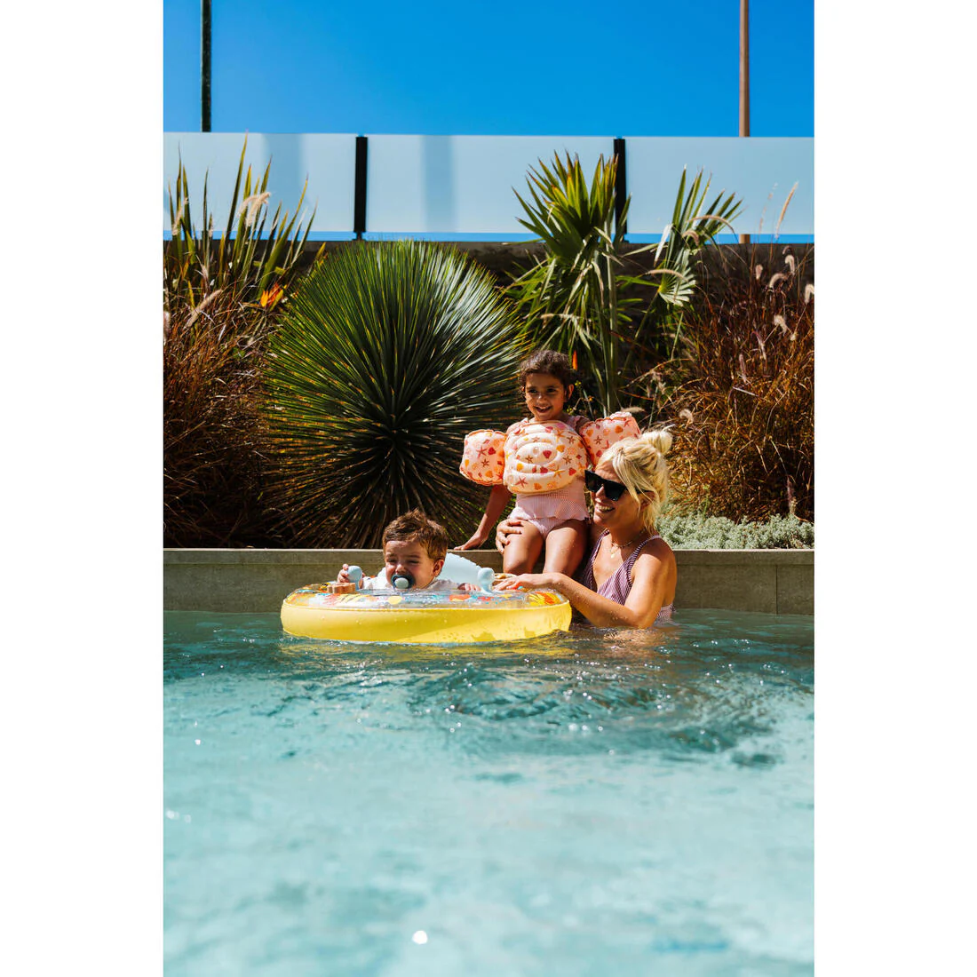 Flotador inflable bebés redondo con asiento amarillo con diseño animales de mar - Image 11
