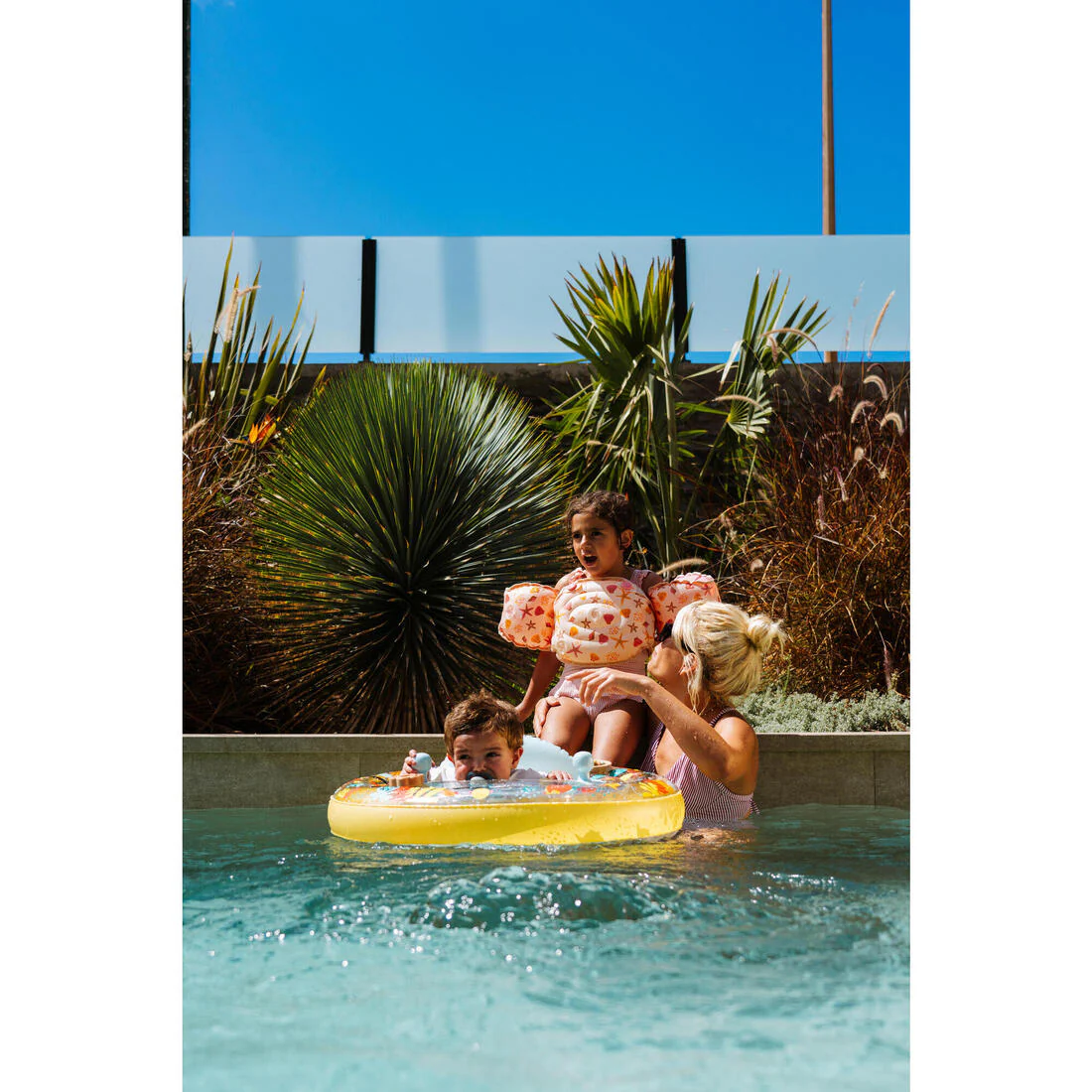 Flotador inflable bebés redondo con asiento amarillo con diseño animales de mar - Image 13