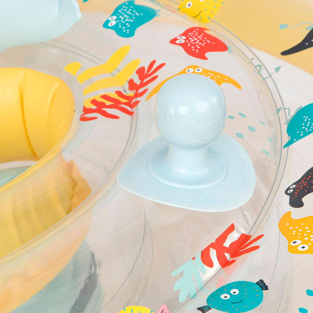 Flotador inflable bebés redondo con asiento amarillo con diseño animales de mar - Image 4