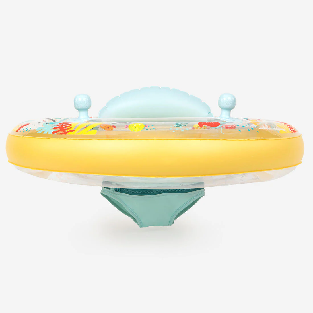 Flotador inflable bebés redondo con asiento amarillo con diseño animales de mar - Image 6