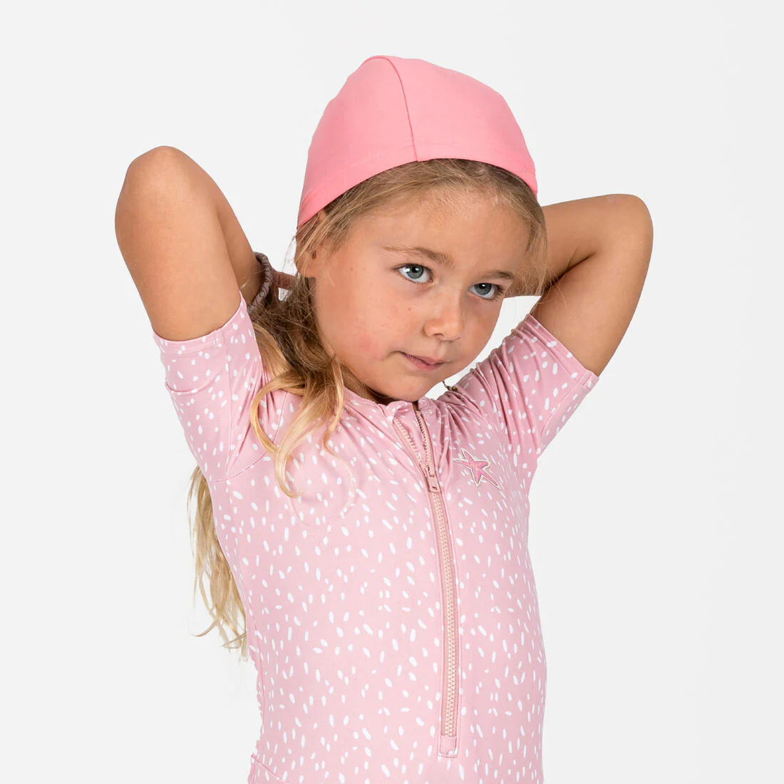 Gorro de natación bebé tela rosado con estampado - Image 3