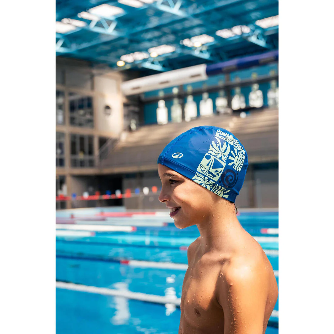 Gorro de natación niño tela blanco con estampado estrellas talla S - Image 10