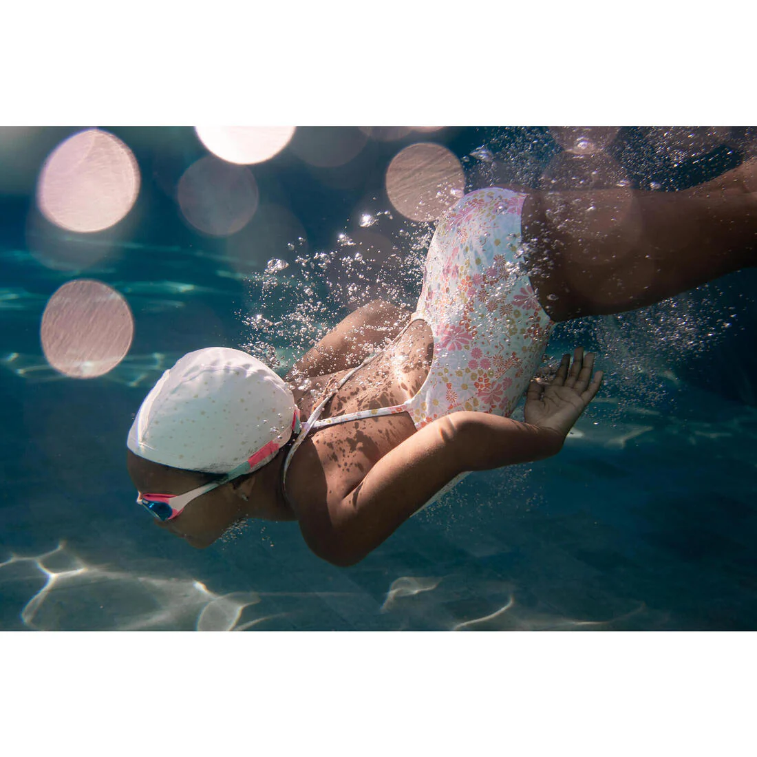 Gorro de natación niño tela blanco con estampado estrellas talla S - Image 12