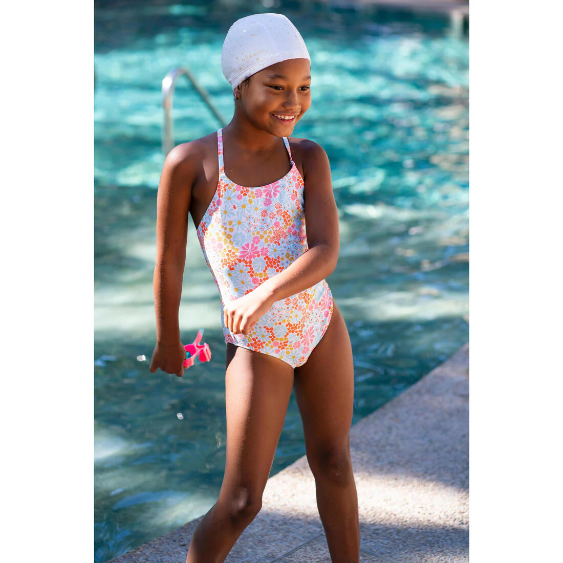 Gorro de natación niño tela blanco con estampado estrellas talla S - Image 13