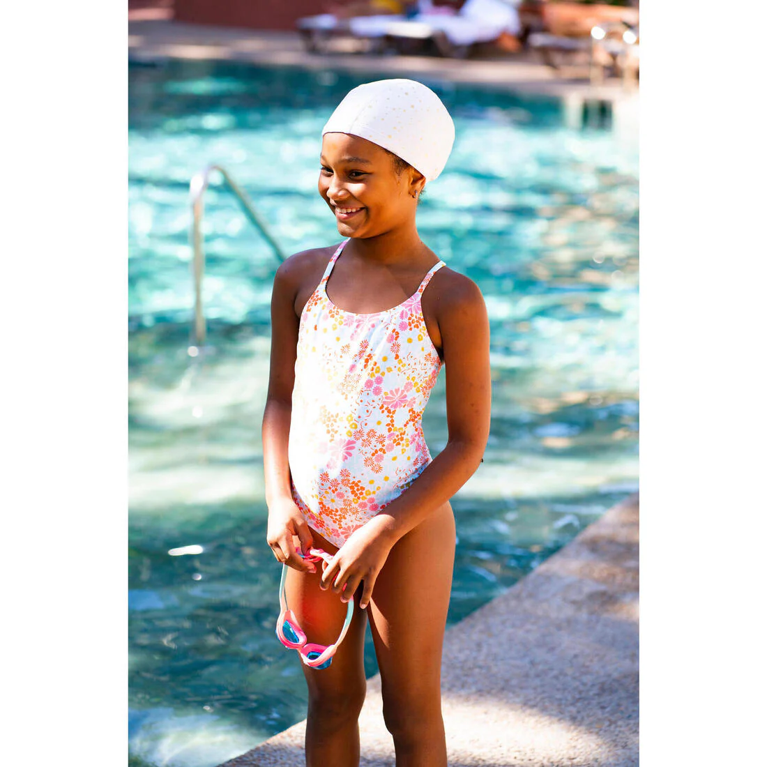 Gorro de natación niño tela blanco con estampado estrellas talla S - Image 7