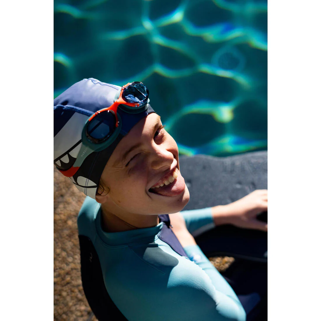 Gorro de natación niño tela blanco con estampado estrellas talla S - Image 8