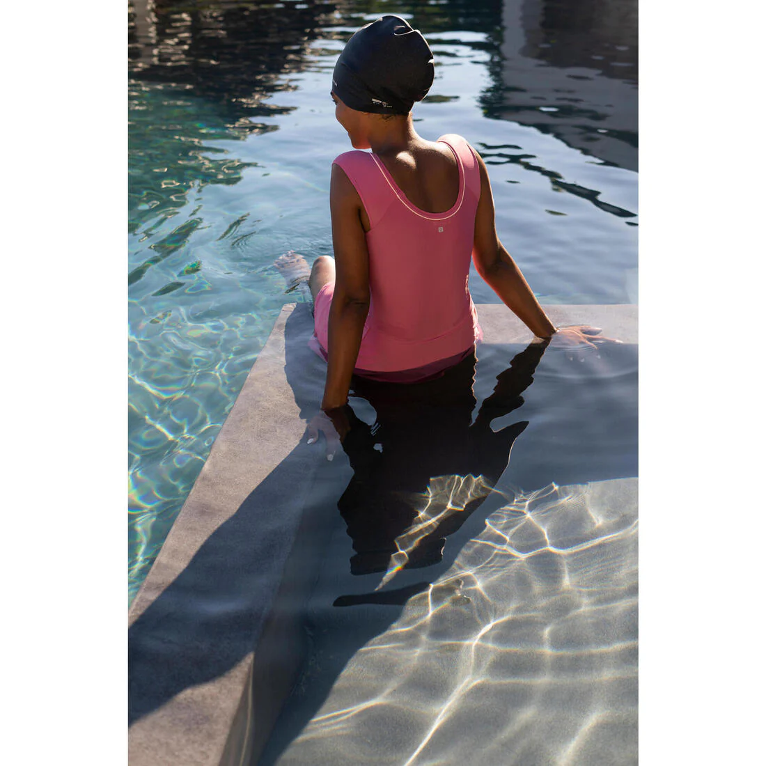 Gorro de natación silicona pelo largo rosado - talla única - Image 6