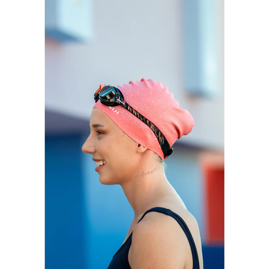 Gorro de natación silicona pelo largo rosado - talla única - Image 7