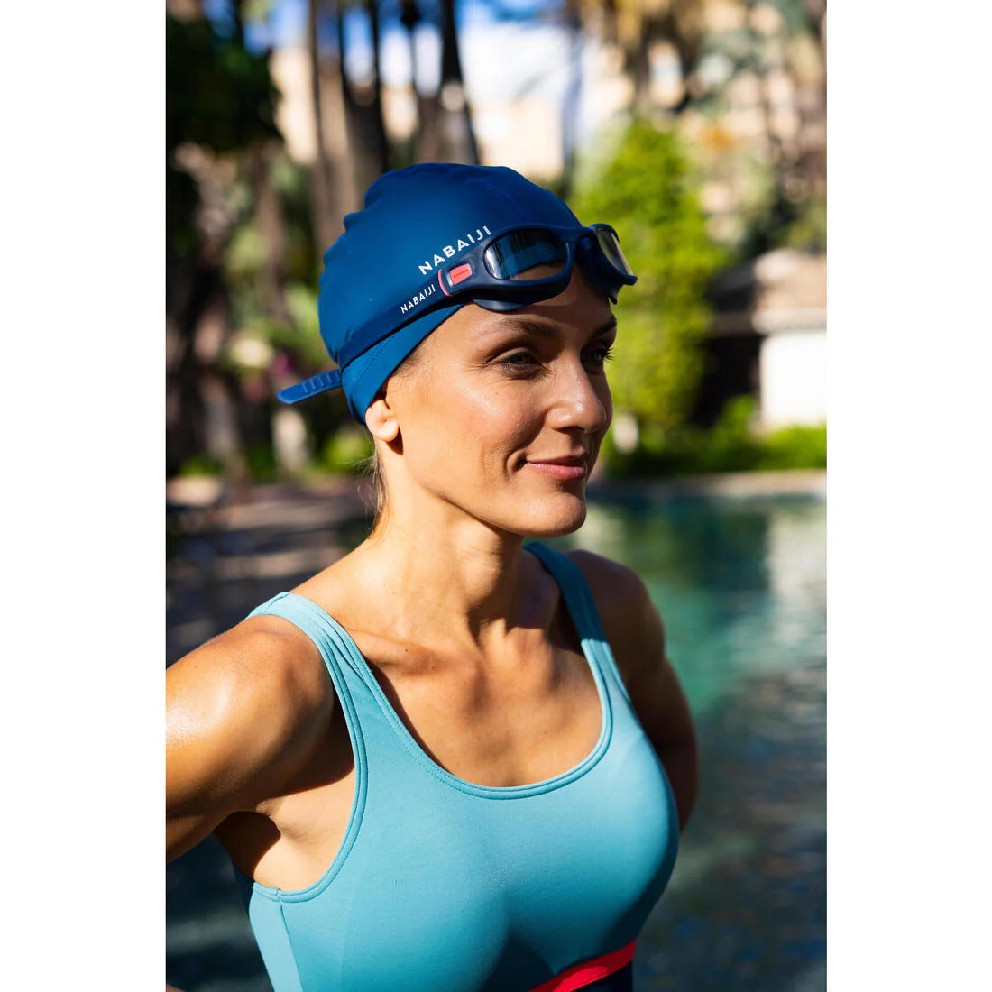 Gorro de natación tela revestido azul talla M - Image 3