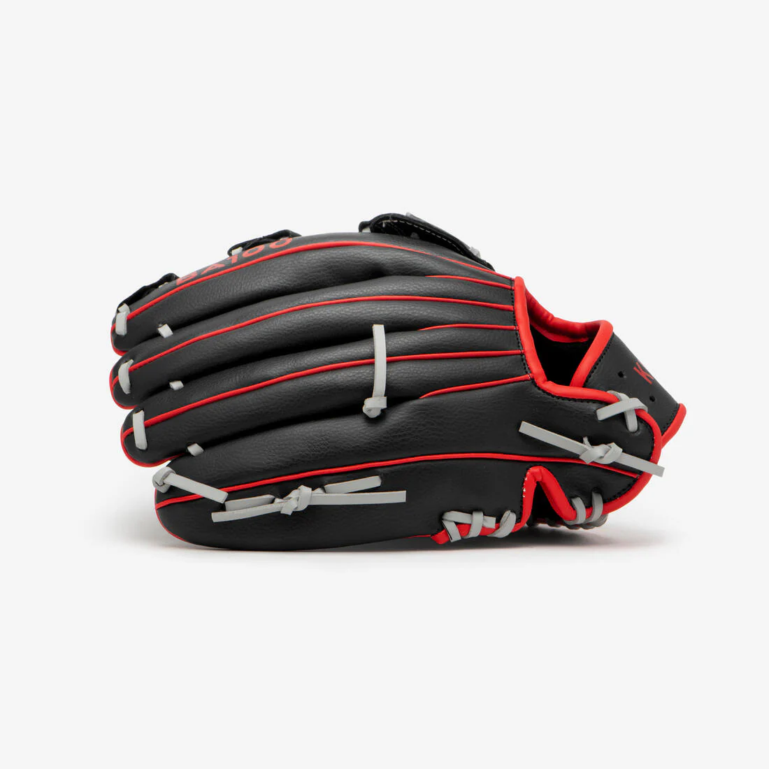 GUANTE DE BÉISBOL DE LANZAMIENTO PARA DIESTROS ADULTO BA100 NEGRO ROJO - Image 2