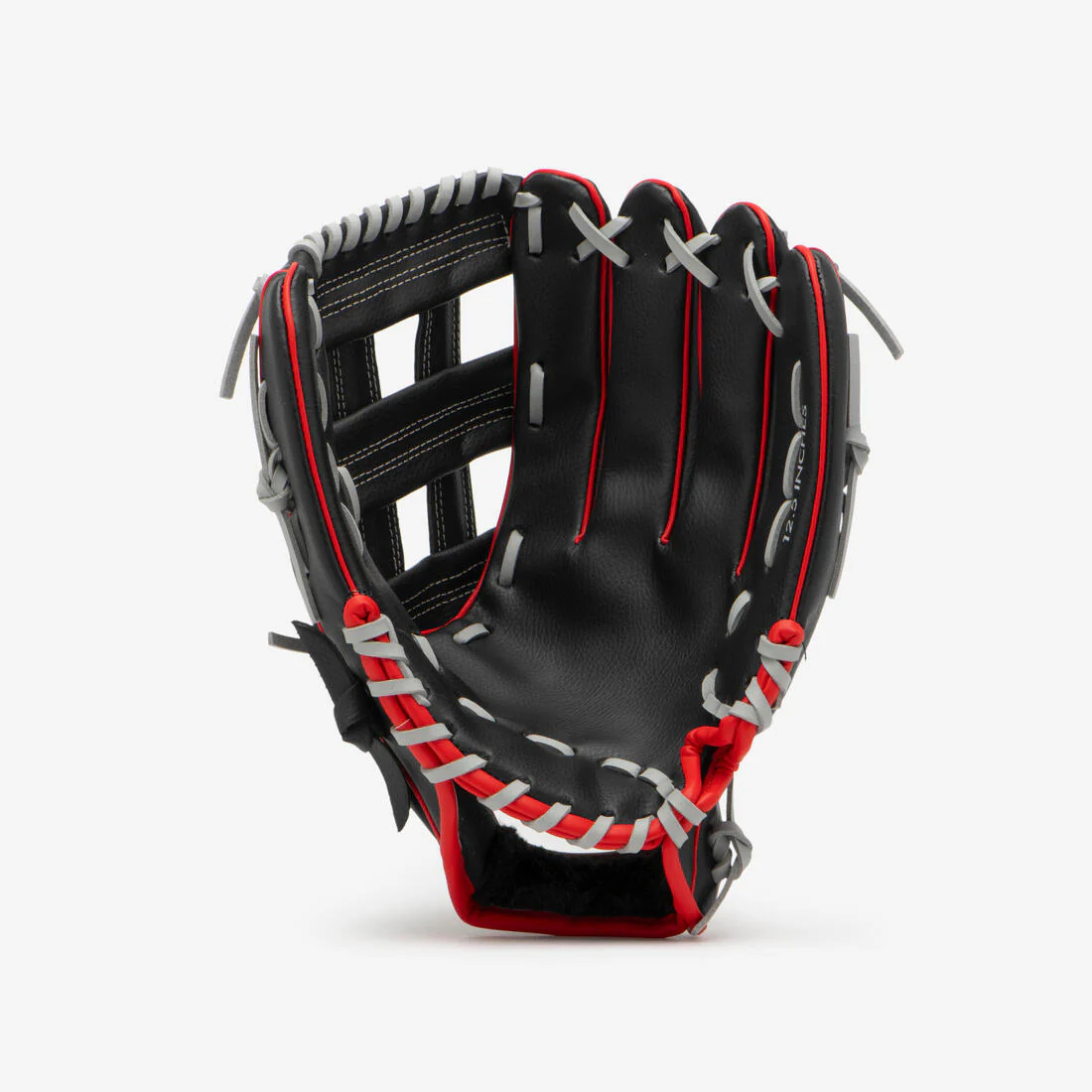 GUANTE DE BÉISBOL DE LANZAMIENTO PARA DIESTROS ADULTO BA100 NEGRO ROJO - Image 3