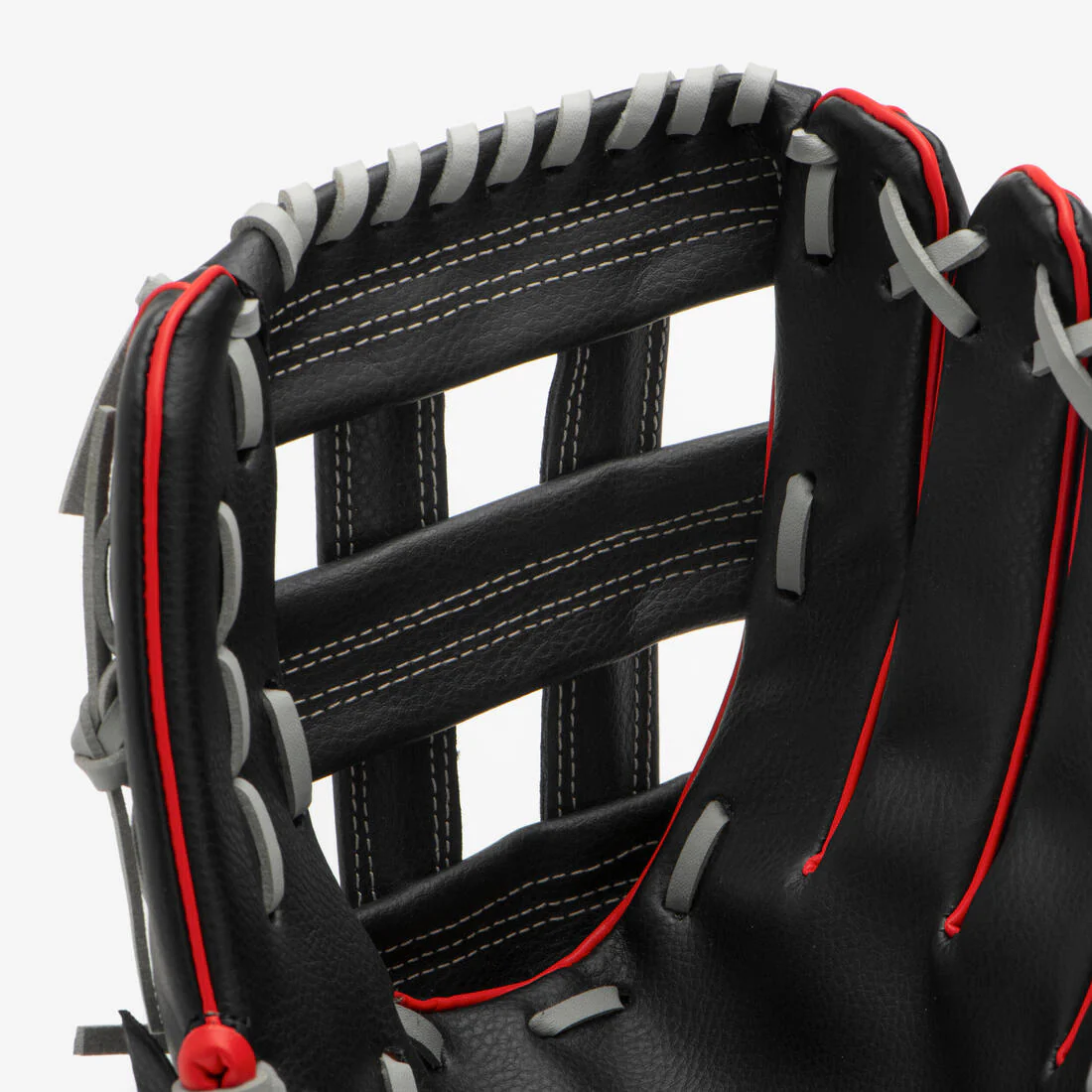 GUANTE DE BÉISBOL DE LANZAMIENTO PARA DIESTROS ADULTO BA100 NEGRO ROJO - Image 5