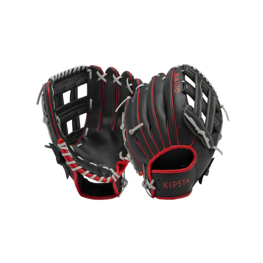 GUANTE DE BÉISBOL DE LANZAMIENTO PARA DIESTROS ADULTO BA100 NEGRO ROJO - Image 8
