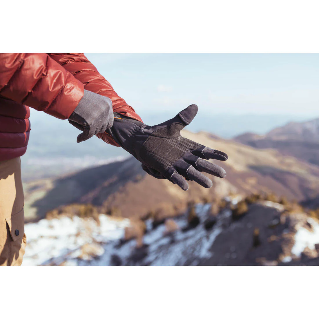 GUANTES INTERIORES DE TREKKING ADULTOS TREK500 LANA MERINA GRIS - Image 8