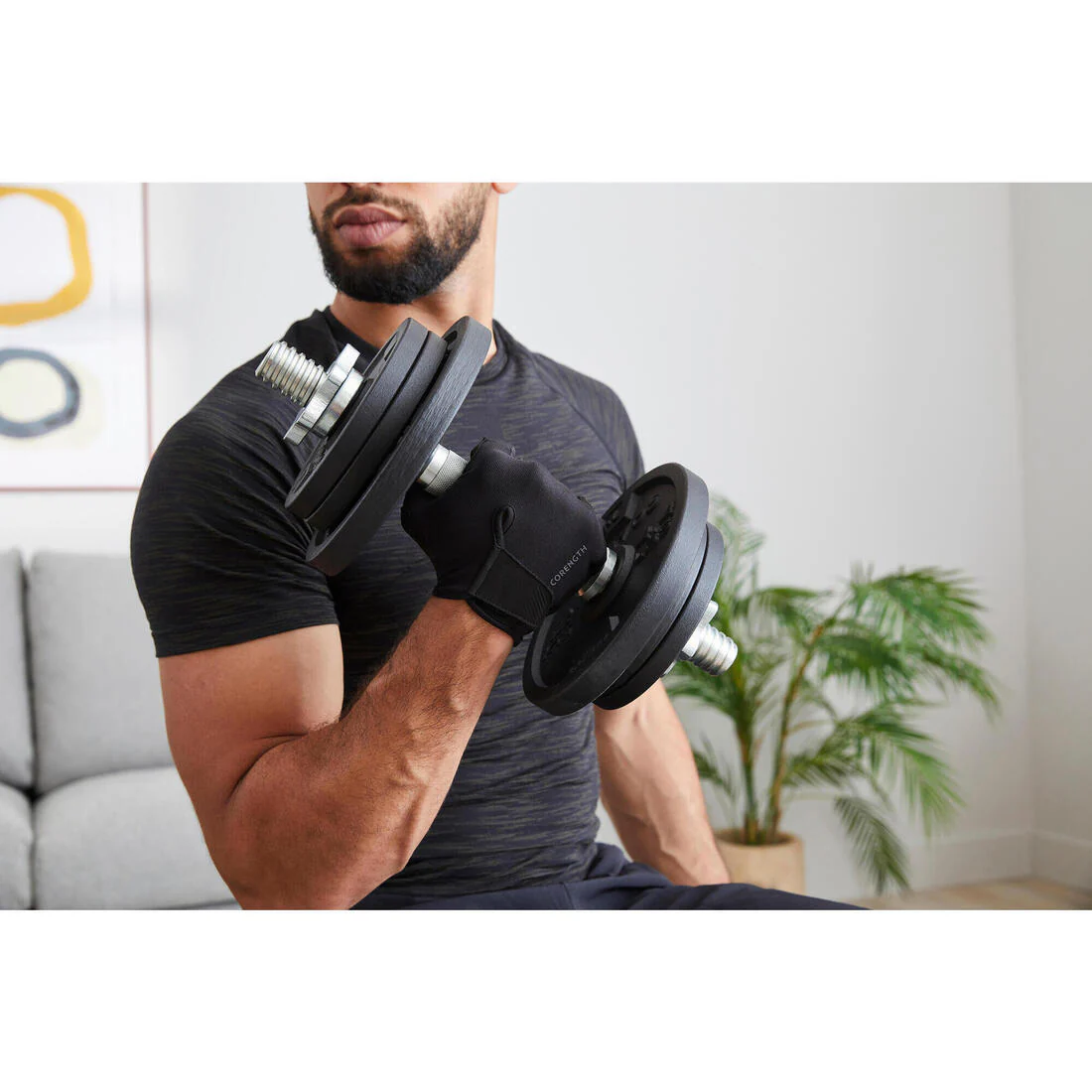 GUANTES MUSCULACIÓN 100 NEGRO - Image 8
