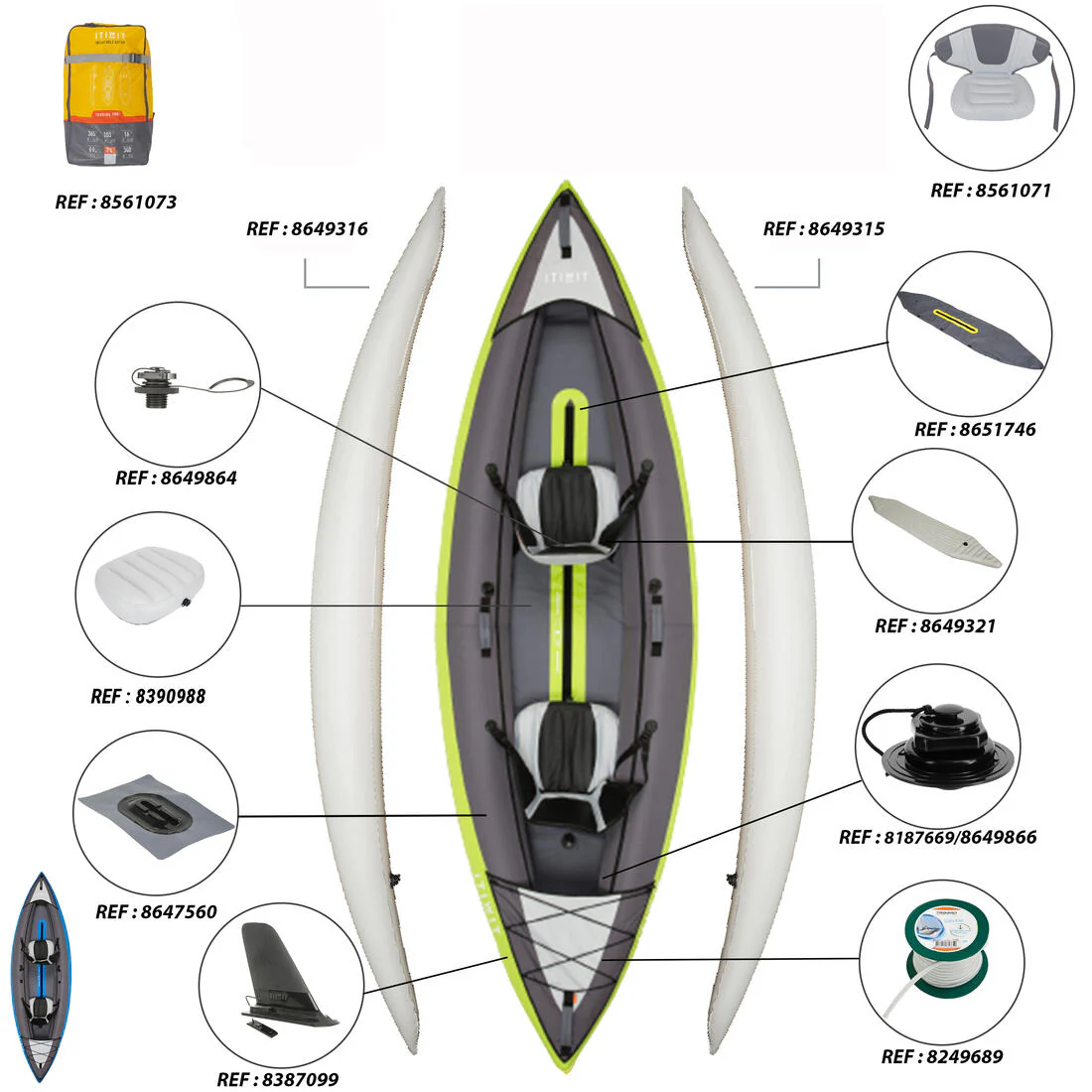 Kayak inflable 1-2 plazas verde - Image 4