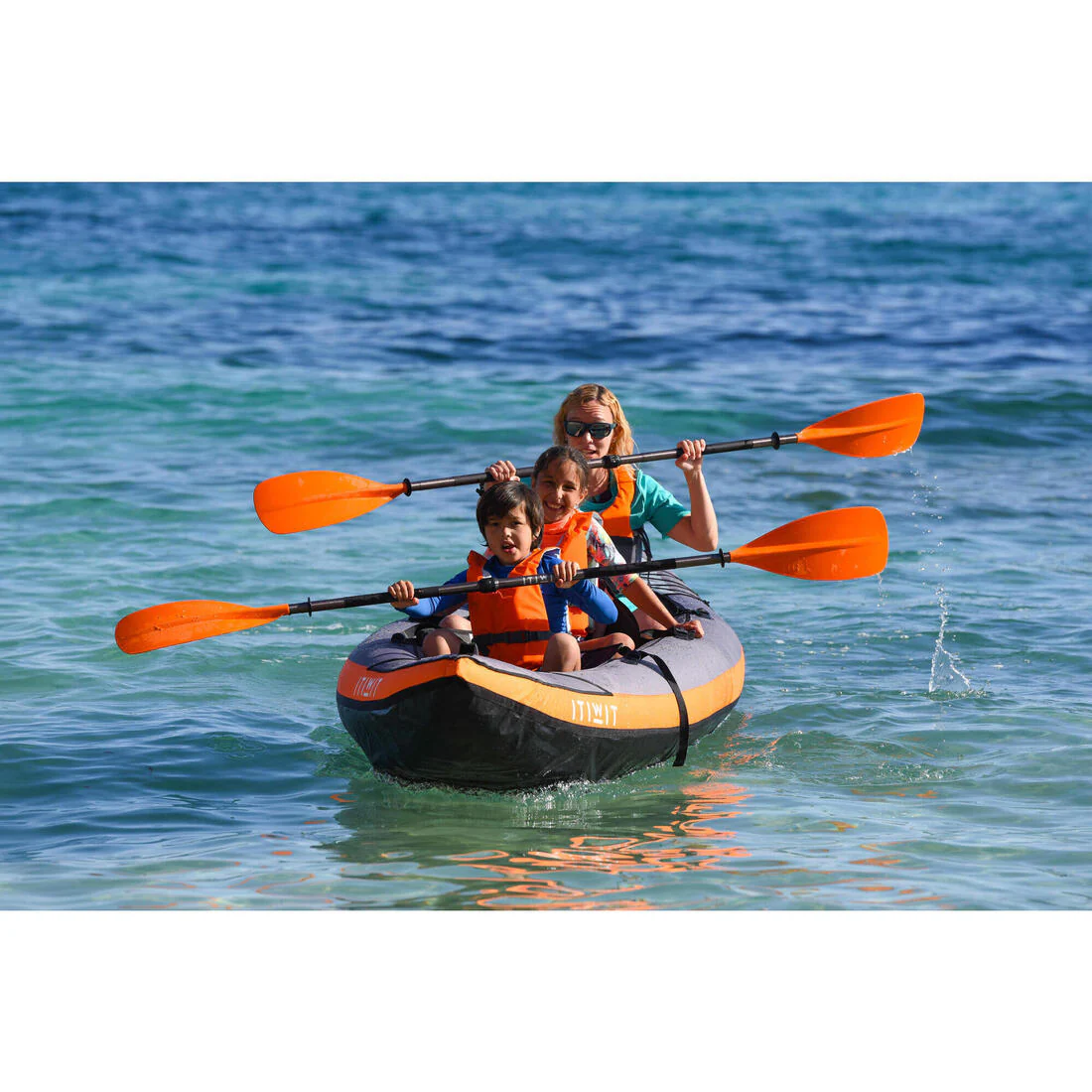Kayak inflable 2-3 plazas naranja - Image 9