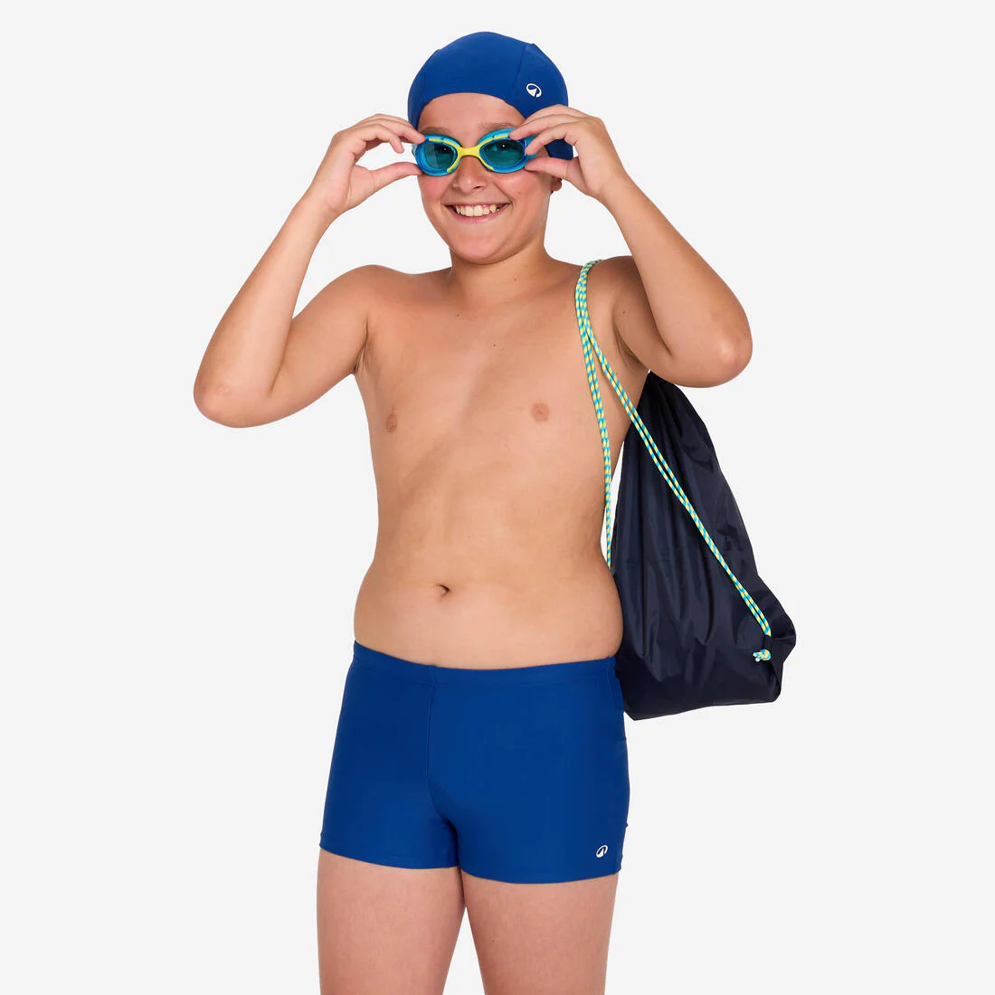 KIT NATACIÓN TRAJE DE BAÑO + LENTES + GORRO + BOLSA 100 NIÑO AZUL - Image 3