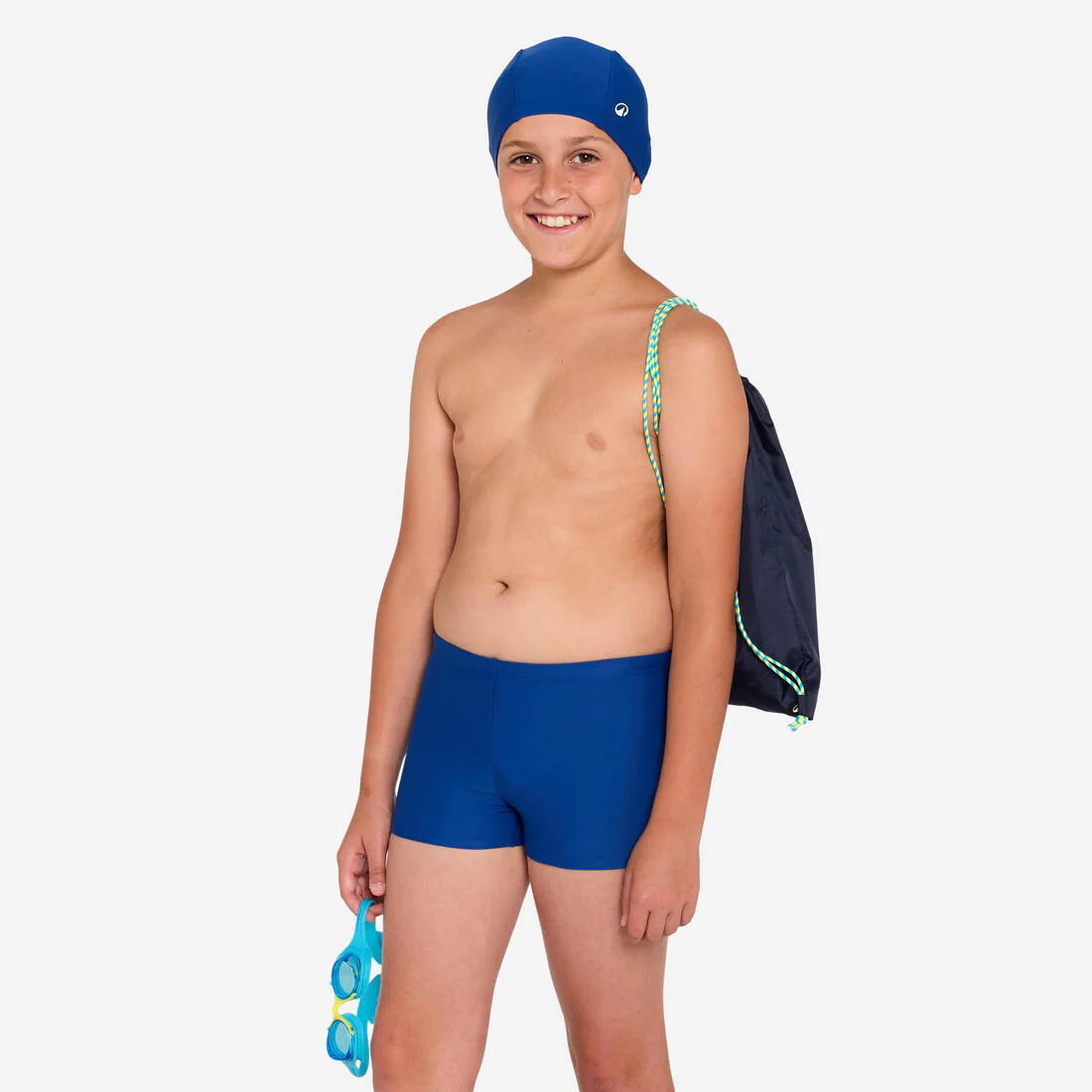 KIT NATACIÓN TRAJE DE BAÑO + LENTES + GORRO + BOLSA 100 NIÑO AZUL - Image 4