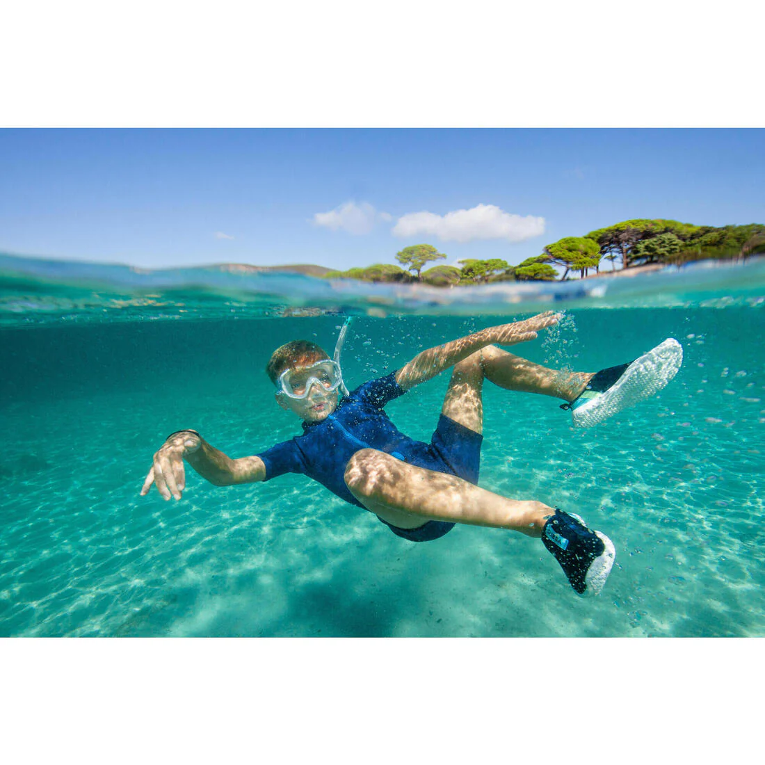 Kit Máscara + Tubo Snorkel Subea 100 Niños Gris - Image 11